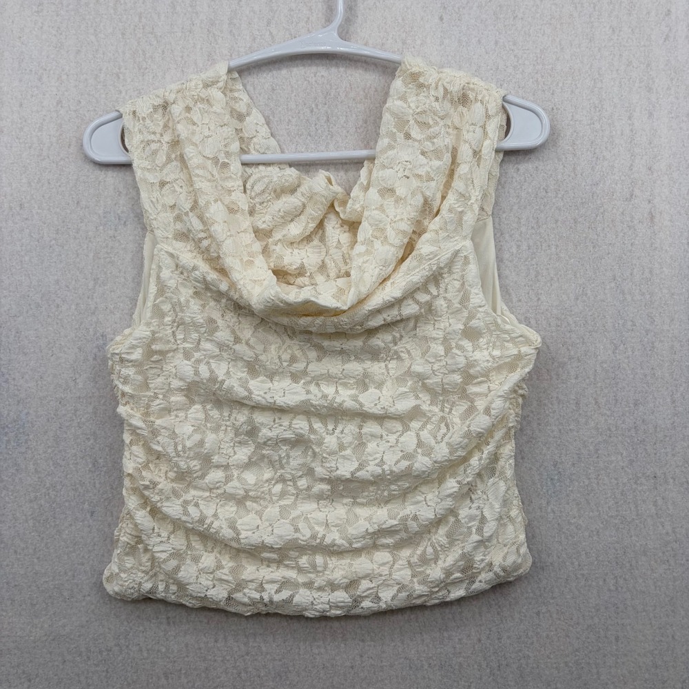 Hollister Women Cream Floral Lace Cowl Neck Sleeveless Top NWT Medium 339-294